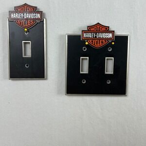 Harley-Davidson Light Switch Covers Metal Hallmark 2005 Biker Logo Set of 2